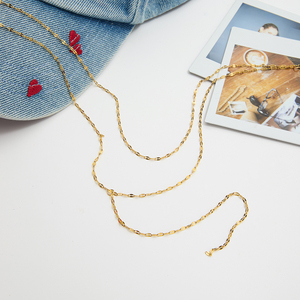 Collana a Catena a Doppio Strato Impermeabile Placcata <span class=keywords><strong>in</strong></span> <span class=keywords><strong>Oro</strong></span> 18k <span class=keywords><strong>in</strong></span> Acciaio Inossidabile, Gioiello Regalo Classico a Forma di Y - Product Image 3