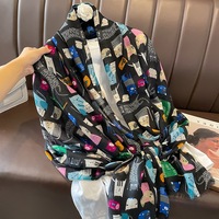 Écharpes en coton à motifs animaliers, vente en gros, nouvelles, élégantes, imprimées de chats, 180*90CM, écharpe en coton, châle de plage, hijabs musulmans pour femmes