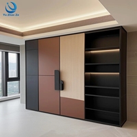 Ensemble de meubles de chambre à coucher en bois moderne au design sophistiqué, avec armoire, pour appartement, aménagement flexible du sol au plafond