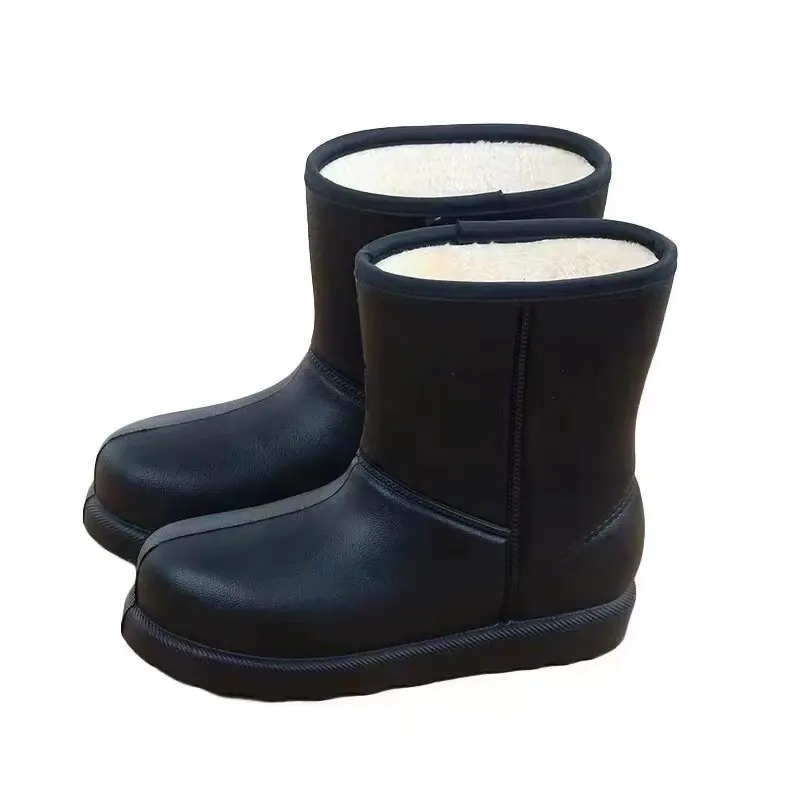 Fashion Rain Boots Women Waterproof Rubber EVA Work Shoes Winter Middle Tube Plus Velvet Slip on Rain Boots Lady