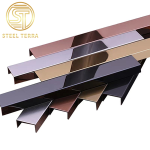 Hiện Đại Thép Không Gỉ Hình Chữ U Gạch Tường Trang Trí Viền Dải Tùy Chỉnh Chải Kim Loại <span class=keywords><strong>Trim</strong></span> Cho Gốm Gạch Cạnh Trang Trí Nội Thất - Product Image 2