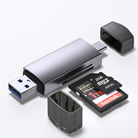 Lecteur de carte SD en alliage d'aluminium, adaptateur OTG 5 Gbps USB-C + USB 3.0 portable, 2 emplacements SD/MicroSD/SDXC/SDHC/MMC compatible MacBook