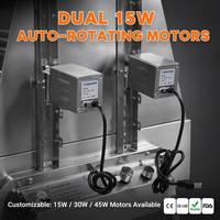 Rôtissoire à double moteur indépendant 1560x800x1015mm en acier inoxydable 304, 2x15W, gaz et charbon, pour porc et agneau entiers, certifiée CE-EMC CE-LVD