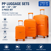 Ensembles de bagages cabine en PP rigide, coque orange côtelée, conformes aux normes d'usine, assortiment de couleurs du fabricant