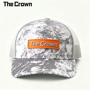 Casquette Trucker Camouflage Numérique Personnalisée de Haute Qualité avec Patch en Caoutchouc Imprimé, Dos en Maille, Visière Courbée, Gris Blanc, Réglable, Unisexe, Vente en Gros - Product Image 3
