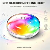 Plafonnier LED RGB CCT rechargeable pour salle, design à installation magnétique, batterie 4000mA 10000mA pour salle de bain et éclairage d'ambiance