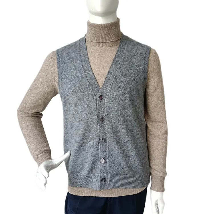 Superior Quality 2021 Fashion Autumn Cashmere Men Custom Knitted Vest cashmere Vest Sweater