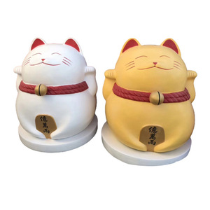 Sculpture de chat porte-bonheur en fibre de verre Jia Hua, à poser au sol, décoration du Nouvel An chinois - Product Image 5