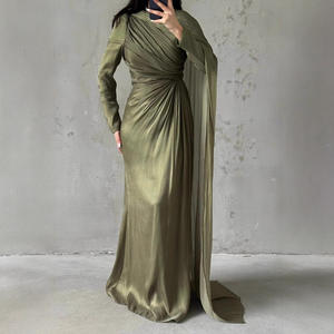 R-537 <span class=keywords><strong>Abbigliamento</strong></span> Islamico Moda Modesta Abaya Lussuosa in Organza Estiva Nuova Elegante Vestito da <span class=keywords><strong>Donna</strong></span> Irregolare Slim Fit - Product Image 1