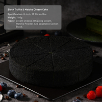 Gâteau Mousse au Fromage Naturel Crémeux Faible en Gras au Thé Matcha, Truffe Noire et Miel, 8 Pouces, 850g, 10 Tranches, Boîte, Supermarché