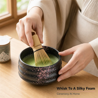 Ensemble traditionnel de thé matcha japonais, fouet en bambou, bol en céramique, fleurs de cerisier, Chashaku, Chakin, Kusenaoshi, ensemble matcha