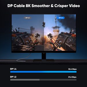 <strong>8K</strong> 4K DisplayPort Cable 1.4 10FT DP Cable <strong>8K</strong>@60Hz 4K@<strong>144Hz</strong> Braided 32.4Gbps High Speed Display Port Cable for <strong>Gaming</strong> <strong>Monitor</strong> - Product Image 3