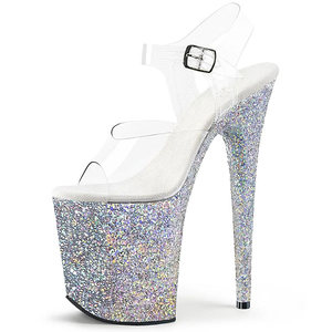 Sandales à talons hauts exotiques pour <span class=keywords><strong>pole</strong></span> <span class=keywords><strong>dance</strong></span> avec bride de cheville, talon épais, bout ouvert, 20 cm, plateforme, pour femmes - Product Image 4