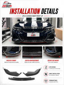 Labbro Anteriore in Vera Fibra di Carbonio Stile ADR per <span class=keywords><strong>BMW</strong></span> <span class=keywords><strong>Serie</strong></span> <span class=keywords><strong>3</strong></span> <span class=keywords><strong>G20</strong></span> 330i M340i G21 Touring 2019-2022 Pre LCI Kit Splitter Paraurti - Product Image 4