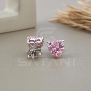 Pendientes de diamantes con forma de corazón rosa, diseño de joyería romántica elegante para mujer, estilo de regalo de lujo para el día a día con brillo brillante - Product Image 2