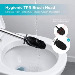 Ensemble de brosses de toilette écologiques de haute qualité, faciles à utiliser, avec support pratique et tête de brosse flexible pour le nettoyage de la cuvette - Product Image 2