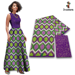 Sản Xuất Mới Đến 2 + 4Yards Bông Sáp Kente Vàng 100% Bông Phi Vải Ankara Vàng Vải Sáp Phi khố - Product Image 2