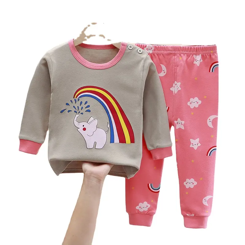 Jongens En Meisjes Puur Katoenen Ondergoed Set Kinderen Lange Mouw Homewear Pyjama Kids