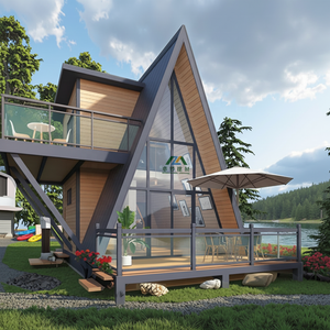 Petite maison moderne en bois préfabriquée de luxe à faible coût en acier Chambre à coucher pour hôtel Villa Bureau Appartement Maison triangulaire unique - Product Image 1