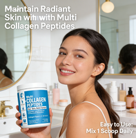 Poudre de peptides de collagène multi-sources à faible teneur en glucides, haute absorption, collagène hydrolysé, complément alimentaire personnalisé pour adultes, marque privée