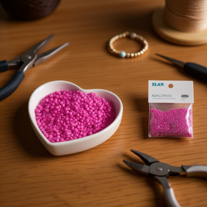 Perline Ilan Abalorios 3mm Rosa per Creazione di Gioielli, Confezione da 50g - Product Image 3