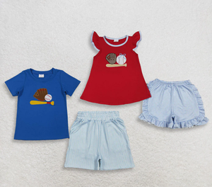 Conjuntos de Ropa Deportiva para Bebés y Niños Pequeños, Camisetas Bordadas con Diseño de Béisbol, Pantalones Cortos - Product Image 1