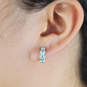 <span class=keywords><strong>Orecchini</strong></span> a Cerchio Smaltati Bianchi, Rosa, Rosso, Gialli, Azzurri, Neri con Charm in Zirconia Cubica 5A, Gioielli da Festa per Donne e Ragazze - Product Image 1