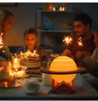 Lampe de lune à LED 16 couleurs avec support imprimé en 3D Mini veilleuse Saturne/Galaxy Télécommande/Contrôle tactile Compatible USB