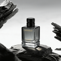 Flacon de parfum carré de luxe personnalisé de haute qualité, 30 ml, 50 ml, noir mat, fond épais, en verre, flacons vides pour hommes
