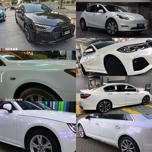 Autocollant de voiture Premium Pet Car Wrap 1.52*17m/Rouleau Film vinyle pour voiture en cristal de diamant blanc or Film de changement de couleur - Product Image 3