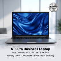 Laptop ad Alte Prestazioni con Processore Intel Core Ultra 5 125H, Schermo da Sedici Pollici, per Ufficio e Business, Fornitura all'Ingrosso OEM ODM Pronta