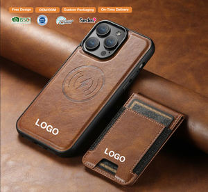 เคสโทรศัพท์หนังแบบกำหนดเอง พร้อมที่ชาร์จไร้สายและที่ใส่บัตรแม่เหล็ก สำหรับ iPhone 17 16 15 14 13 <span class=keywords><strong>Pro</strong></span> Max เคสโทรศัพท์แบบกำหนดเอง - Product Image 1