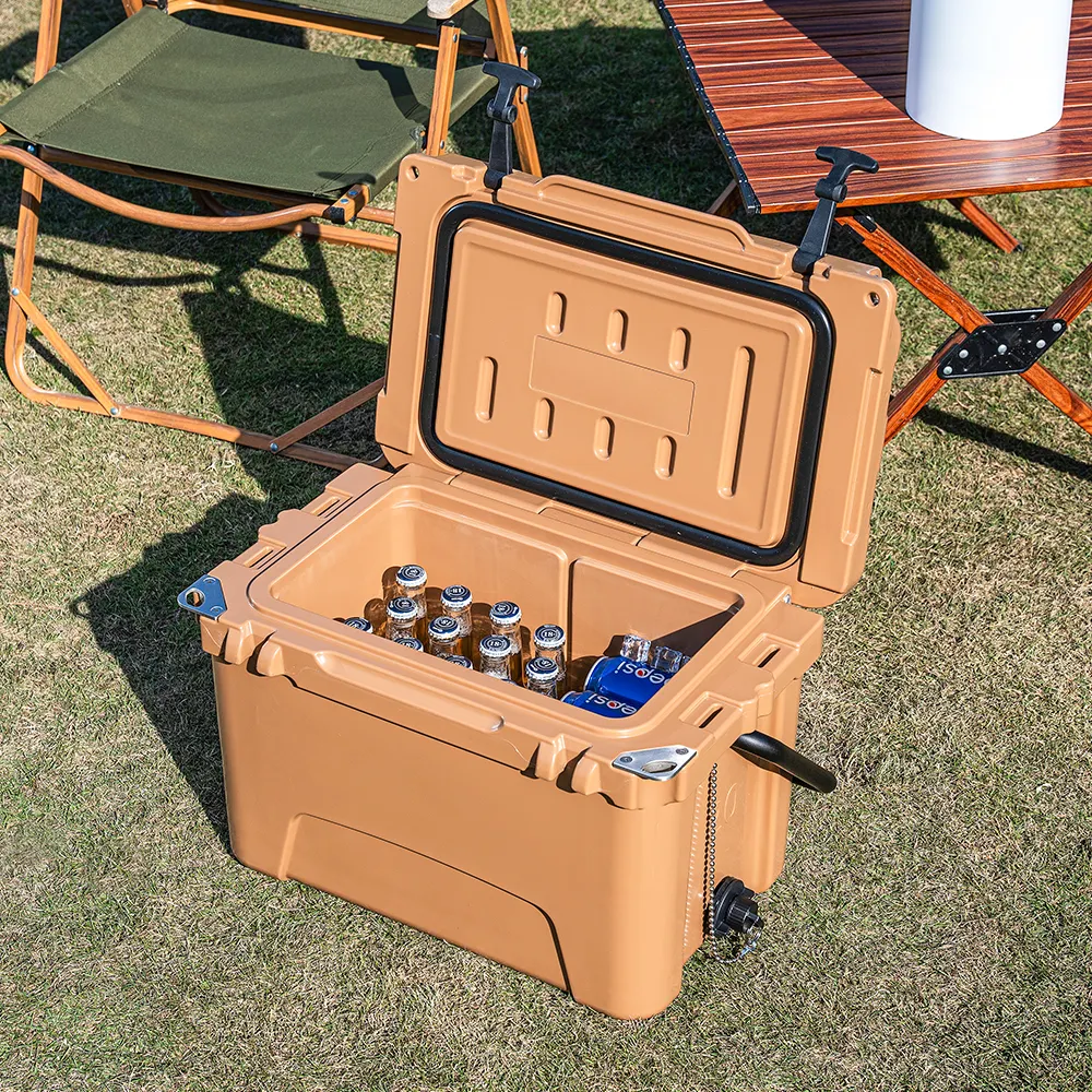 Top selling large size 70QT wheeled ice chest fishing cooler box large size Rotomolded Ice chest box coolers with wheels