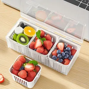 Reusable Kitchen Organizer with 3 Grids Plastic Food <b>Storage</b> <b>Container</b> for Garlic Onion Pepper Fruit Vegetable Drain Basket - Product Image 4