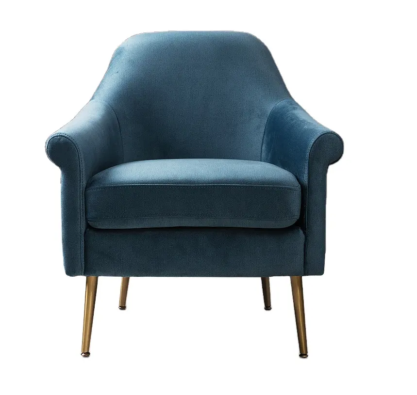 गहरे नीले रंग का आधुनिक असबाबवाला कपड़े हाथ कुर्सी कमरे में रहने वाले के लिए