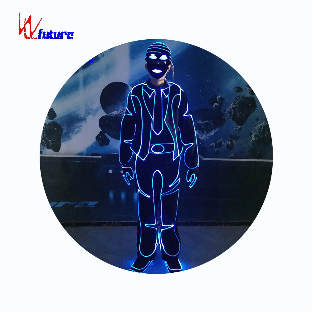 Future-traje de baile de fibra óptica programable Tron para hombre, máscara de luz, banda para espectáculo