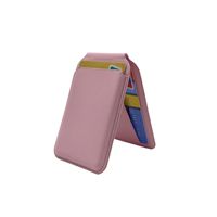 Portefeuille en cuir végétalien anti-RFID avec support magnétique à charnière amortie et porte-cartes, compatible avec les supports magnétiques pour cartes