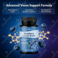 AegleWell Comprimés d'ester de lutéine à la myrtille, Soutien contre la lumière bleue et la fatigue oculaire numérique, Supplément végétal pour la vision, 60 comprimés