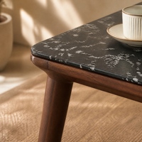 Table à manger rectangulaire en bois massif d'ébène lobulaire africain, couleur noyer, ton profond, sur mesure, OEM/ODM, démontable