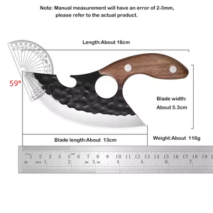 Pisau keju Mini melengkung profesional pisau saku daging baja tahan karat pisau pemotong tulang Viking cincin portabel Rusia - Product Image 2