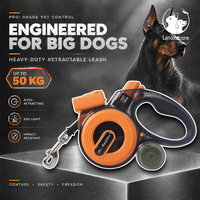 Laisse pour chien multifonction 5-en-1 avec lampe torche LED, sifflet électronique et fonction SOS pour l'entraînement des grands chiens