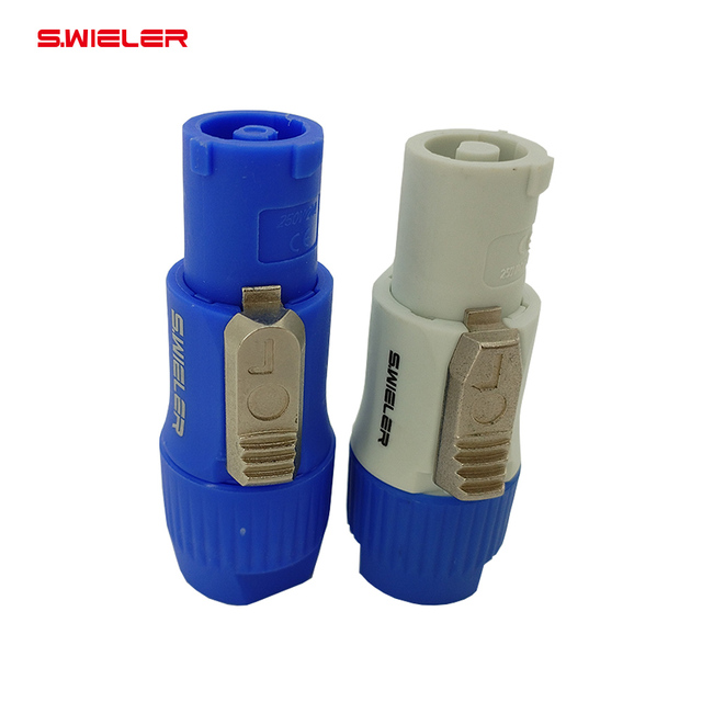 Blue Power-In NAC3FCA 20A 250V Speaker Powercon Lockable Cable Powercon Connector with Light Grey Power-Out NAC3FCB 3Pin Design