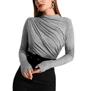 RNSHANGER Maglietta Autunnale Elegante a Tinta Unita con Collo Alto e Maniche Lunghe, Casual e Aderente per <span class=keywords><strong>Donna</strong></span> - Product Image 1