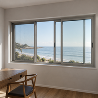 Fenêtre coulissante horizontale double vitrage en alliage d'aluminium JUNYAO, rupture de pont thermique PA66, isolée, économie d'énergie, qualité supérieure NFRC, pour villa