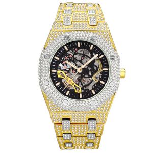 Relojes de hombre luminosos de acero inoxidable a prueba de agua Europa y los Estados Unidos estalló lleno de diamantes reloj mecánico esqueleto - Product Image 2