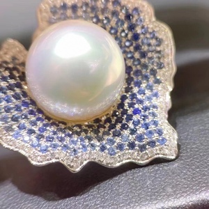 Nouvelle conception, bague en argent pur S925, 10-11 mm, perle naturelle et zircon scintillant, style de mode luxueux, bague réglable de luxe - Product Image 4