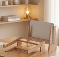 Dudukan Laptop Kayu Pinus, 2 in 1 Ergonomis Dapat Dilepas & Penyangga Notebook Vertikal