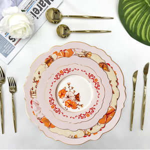 Luxury Pink Flower Shaped Dinner Plates Weddings Decorative Bone China Charger Plates Porcelain <b>Dinnerware</b> for Home Use Hotels - Product Image 2