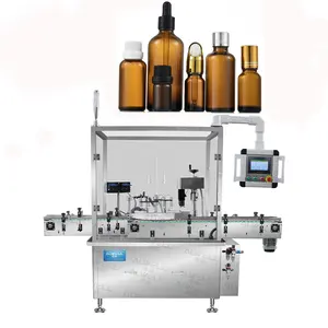 Linea di produzione di liquidi per bottiglie rotonde piccole completamente automatiche tappatrice ed etichettatrice per riempimento di fiale di olio essenziale
