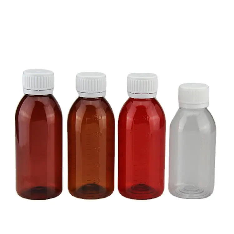 固体シロップポーションボトル250mlpetプラスチック透明咳止めシロップボトル液体薬盗難防止キャップ工場卸売